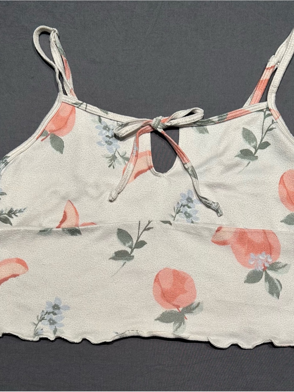 Gilly Hicks Peach Print Tie Front Cami Crop Tank Top